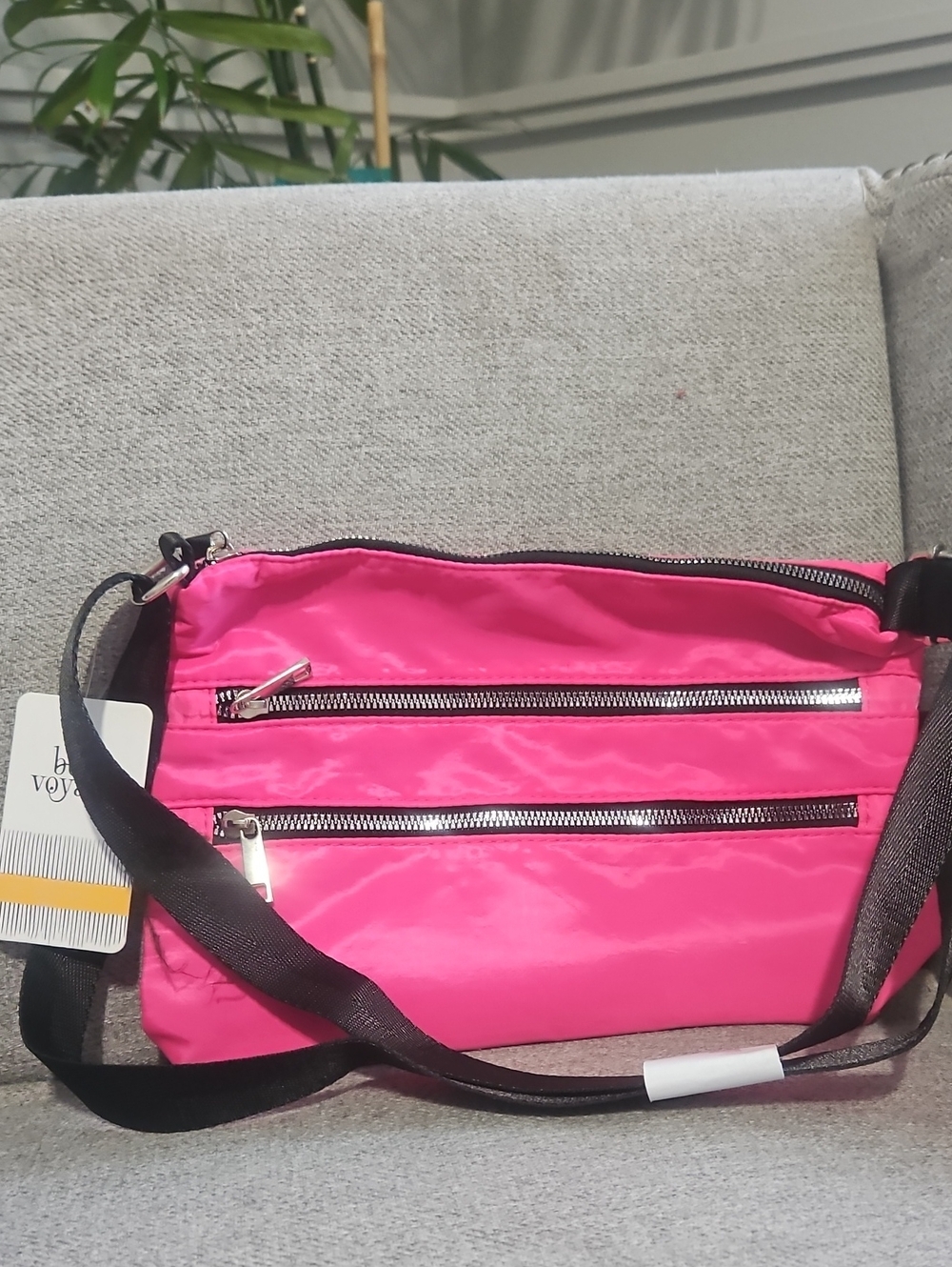 Lightweight Women's Canvas Crossbody Bag in Hot Pink